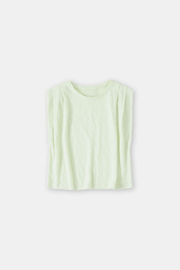 T-Shirts Pleated Sleeveless - Green Weed - Femme