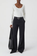 T-Shirts Deep Neck Long Sleeve - Old Pine - Femme