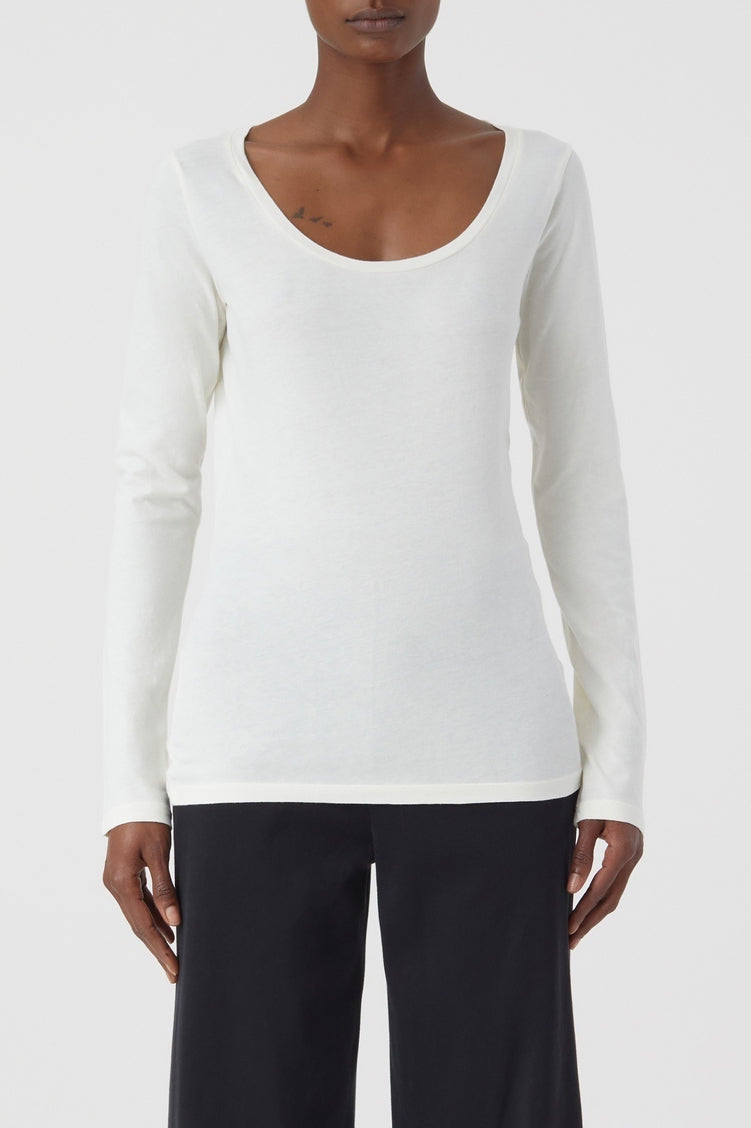 T-Shirts Deep Neck Long Sleeve - Old Pine - Femme
