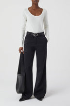 T-Shirts Deep Neck Long Sleeve - Old Pine - Femme