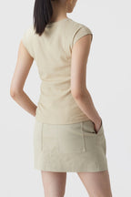 T-Shirts Cap Sleeve Top - Brown Sugar - Femme