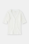 T-Shirts Half Placket V Neck - Charcoal - Femme