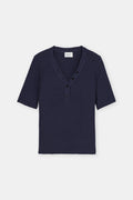 Half Placket V Neck - Dark Night - Femme