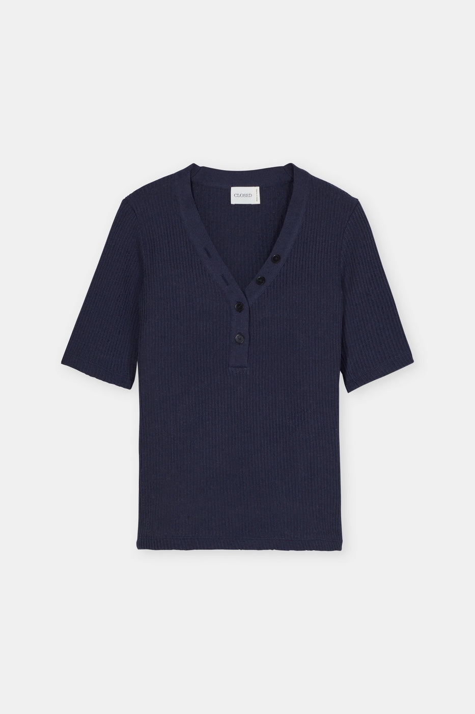Half Placket V Neck - Dark Night - Femme