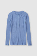 T-Shirts Half Placket Longsleeve - Latte - Femme