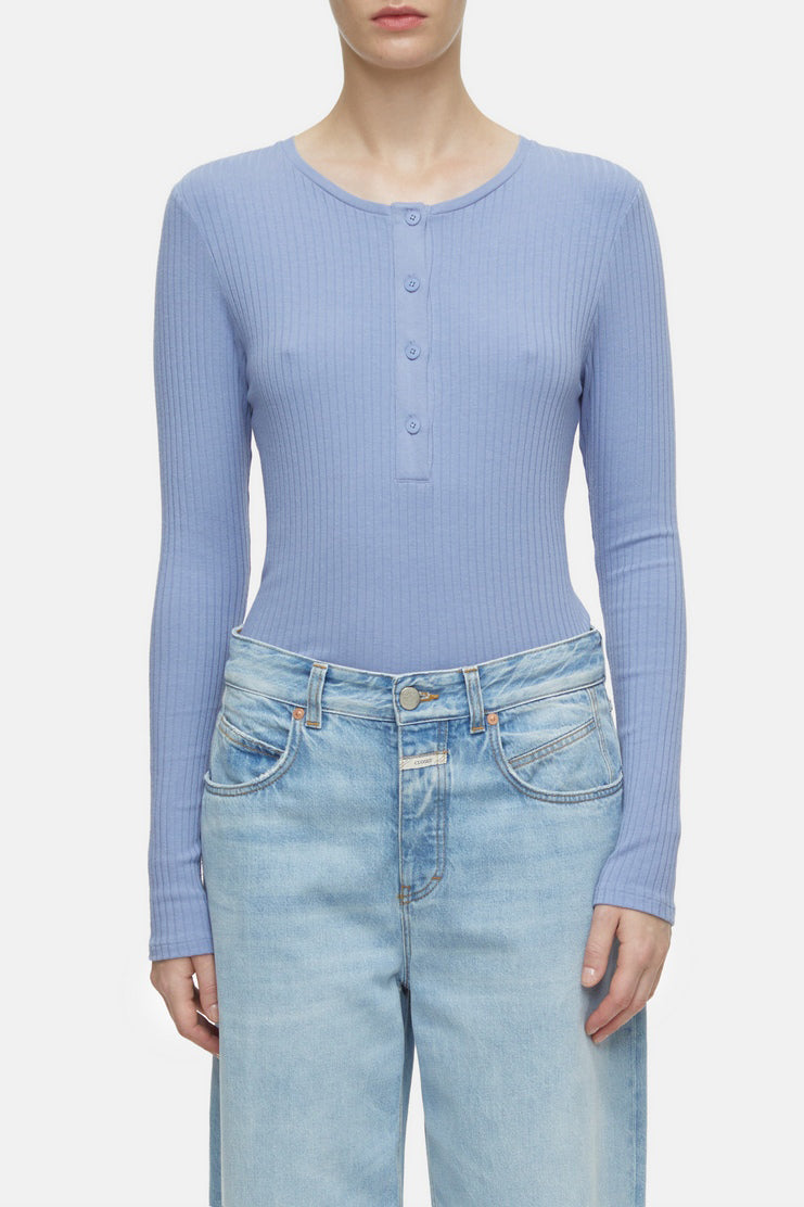 T-Shirts Half Placket Longsleeve - Latte - Femme