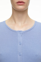 T-Shirts Half Placket Longsleeve - Latte - Femme