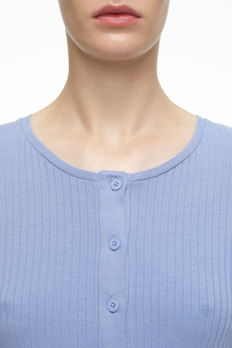 T-Shirts Half Placket Longsleeve - Latte - Femme