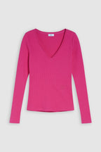T-Shirts V Neck Longsleeve - Nutmeg - Femme