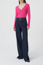 T-Shirts V Neck Longsleeve - Nutmeg - Femme