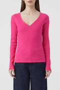 T-Shirts V Neck Longsleeve - Nutmeg - Femme