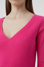 T-Shirts V Neck Longsleeve - Nutmeg - Femme