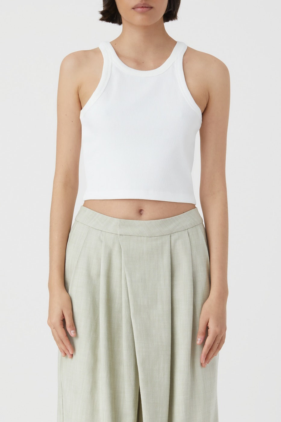 Cropped Tank Top - Ivory - Femme