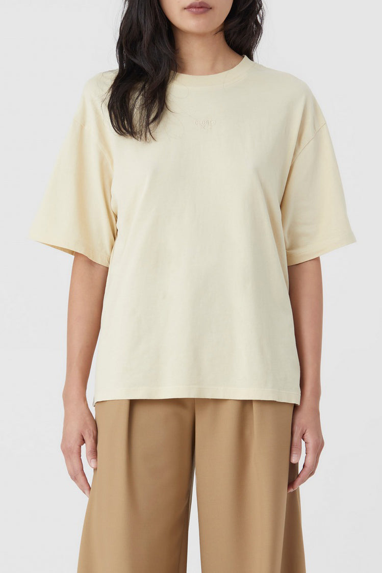 Embroidered Oversize T-Shirt - Elderflower - Femme
