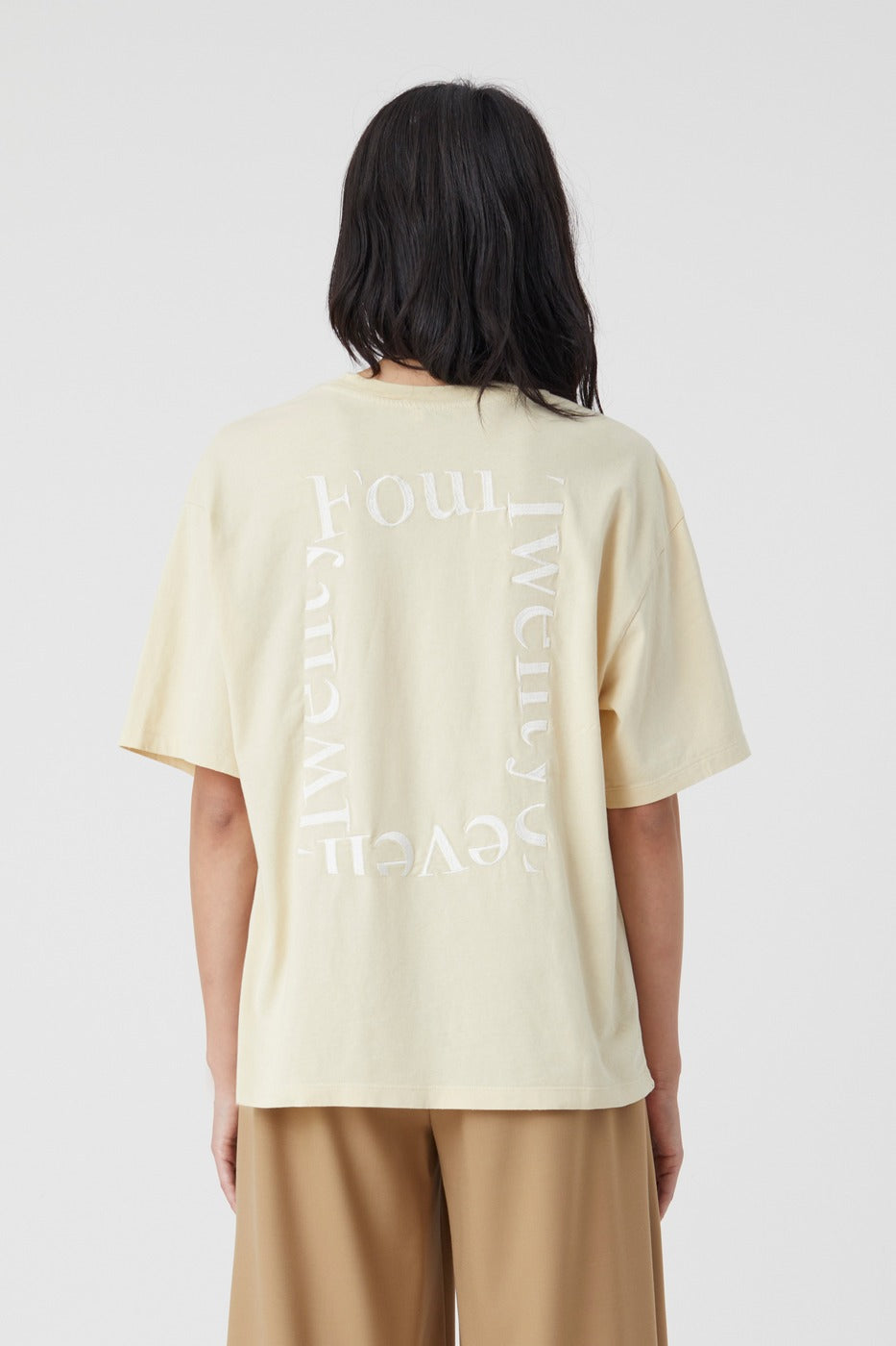 Embroidered Oversize T-Shirt - Elderflower - Femme