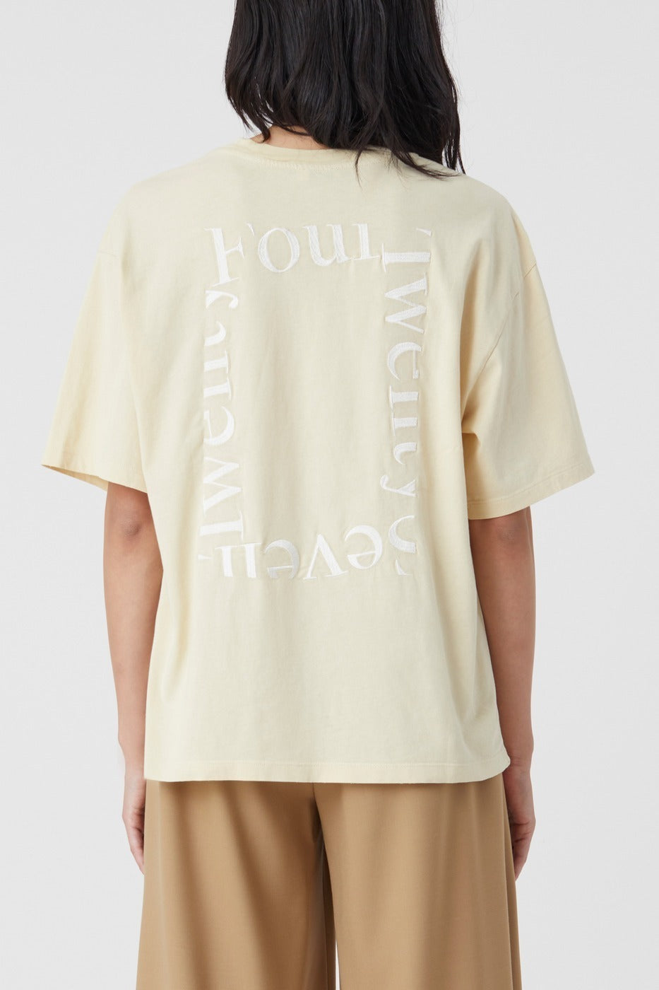Embroidered Oversize T-Shirt - Elderflower - Femme