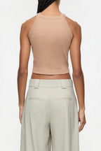 T-Shirts Cropped Racer Tank - Pink Poeny - Femme