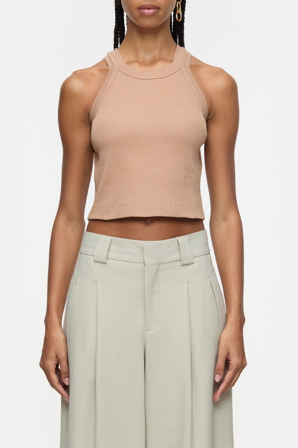 T-Shirts Cropped Racer Tank - Pink Poeny - Femme