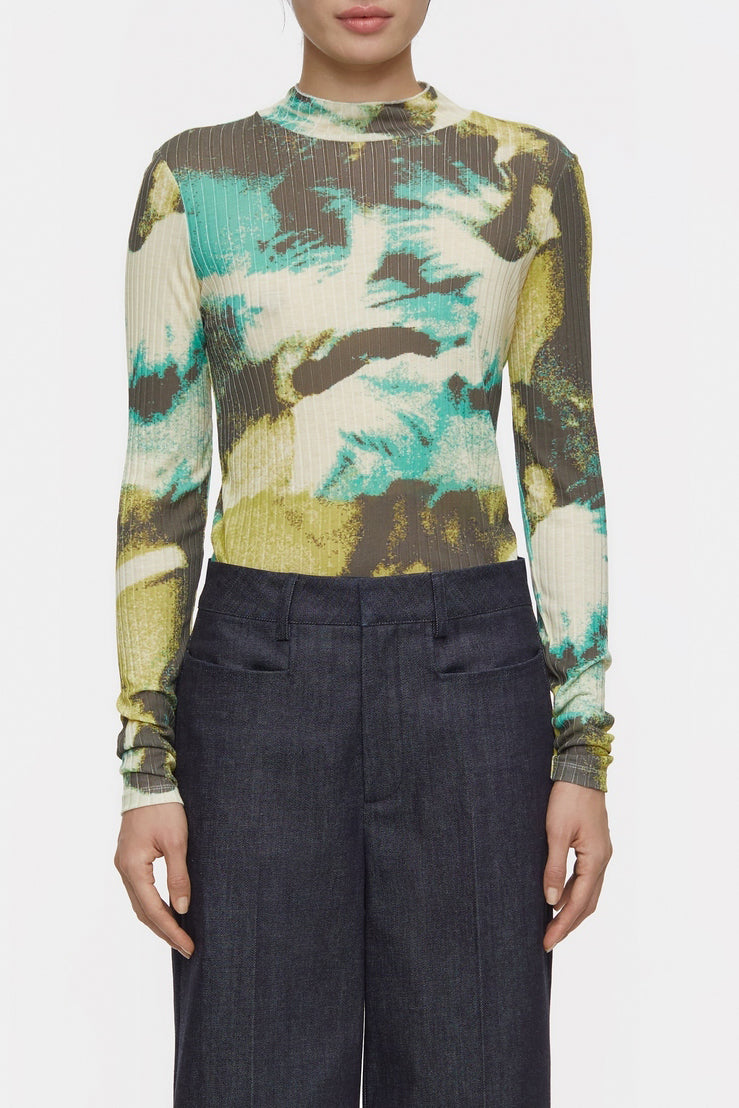 T-Shirts Mock Neck Longsleeve - Washed Shore - Femme