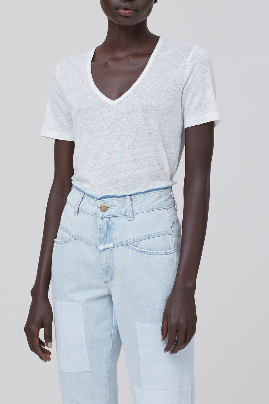T-Shirt V-Neck - Ivory - Femme