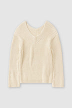 V Neck Long Sleeve - Ivory - Femme