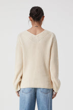 V Neck Long Sleeve - Ivory - Femme