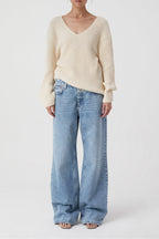 V Neck Long Sleeve - Ivory - Femme
