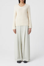 V Neck Long Sleeve - Ivory - Femme