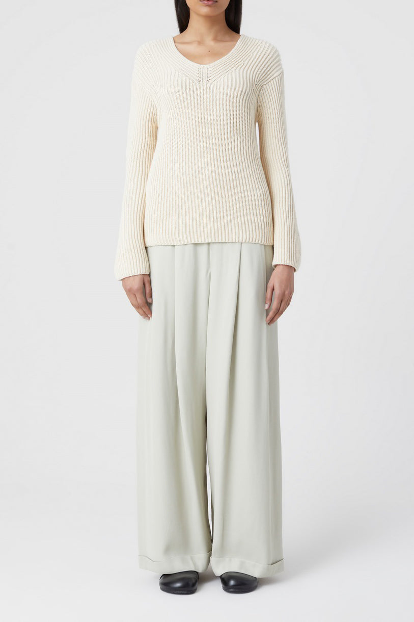 V Neck Long Sleeve - Ivory - Femme