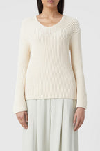 V Neck Long Sleeve - Ivory - Femme