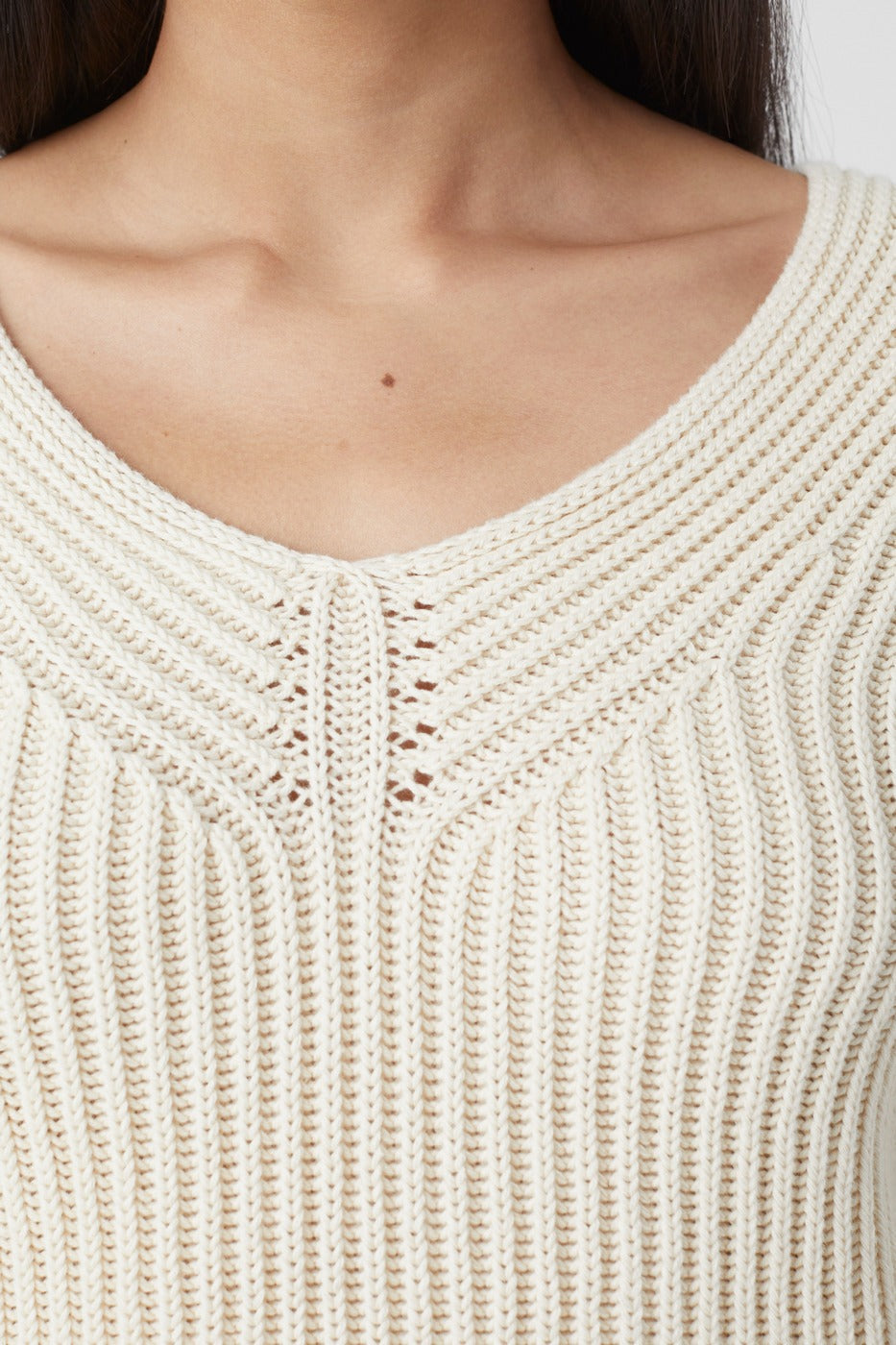 V Neck Long Sleeve - Ivory - Femme