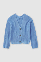 V Cardigan Long Sleeve - Chambray Blue - Femme