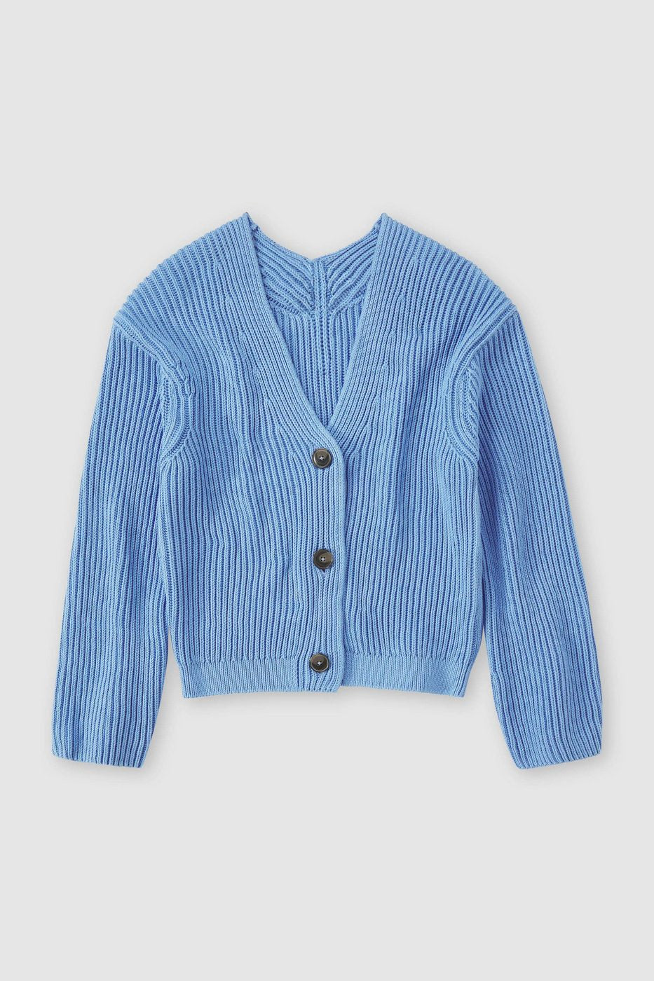 V Cardigan Long Sleeve - Chambray Blue - Femme