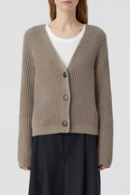 V Cardigan Long Sleeve - Brown Sugar - Femme