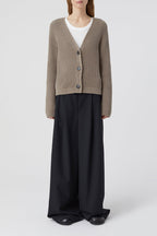 V Cardigan Long Sleeve - Brown Sugar - Femme
