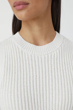 Crew Neck Racer Top - Ecru - Femme