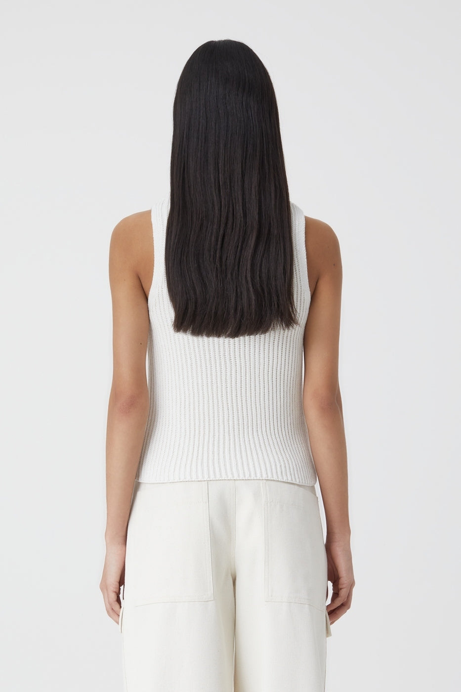 Crew Neck Racer Top - Ecru - Femme