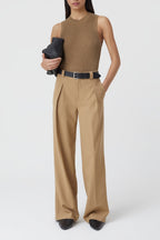 Crew Neck Racer Top - Nutmeg - Femme