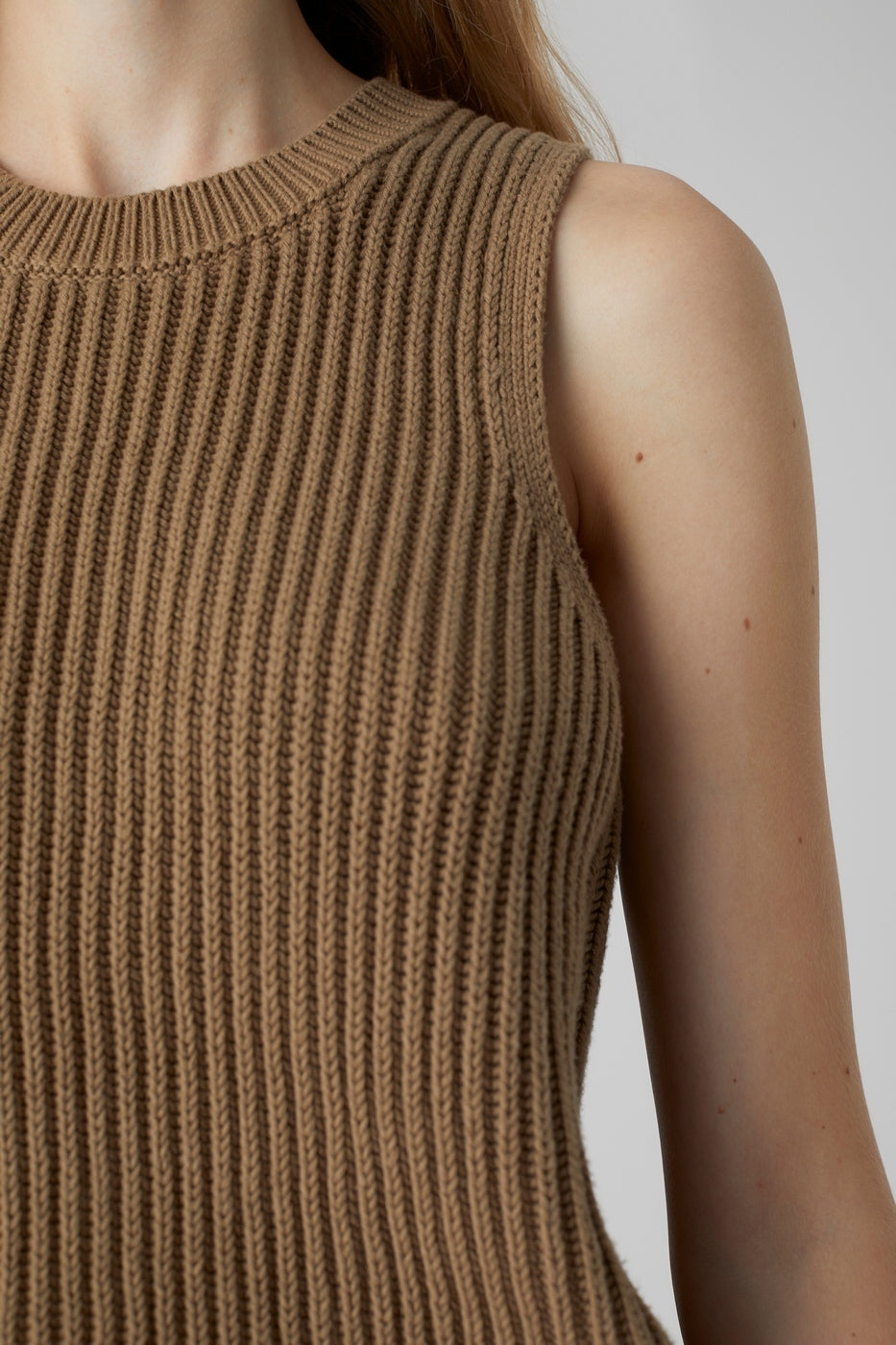 Crew Neck Racer Top - Nutmeg - Femme