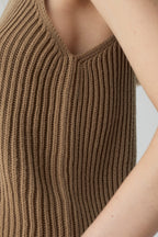 Crew Neck Racer Top - Nutmeg - Femme