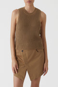 Crew Neck Racer Top - Nutmeg - Femme