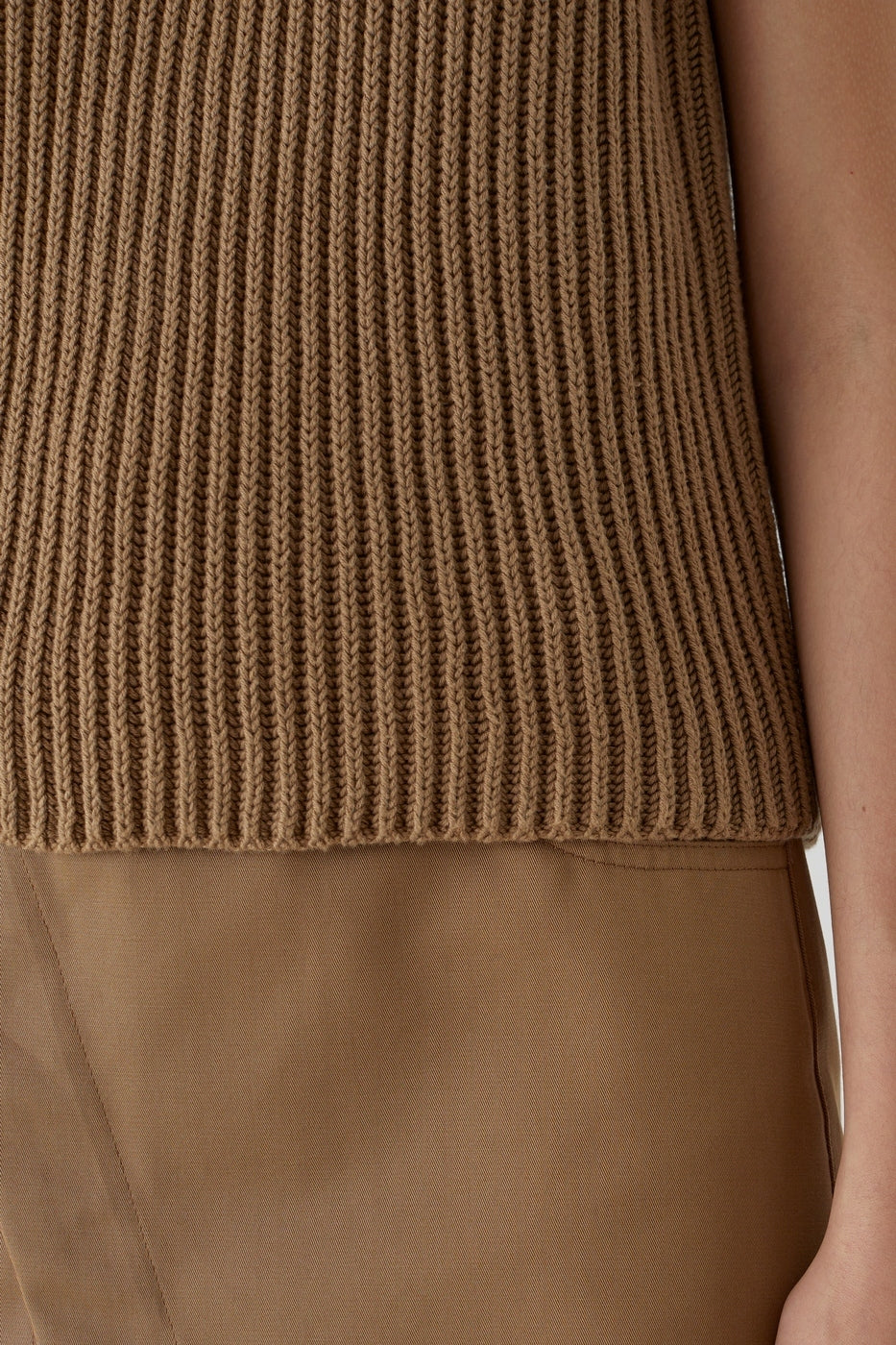 Crew Neck Racer Top - Nutmeg - Femme