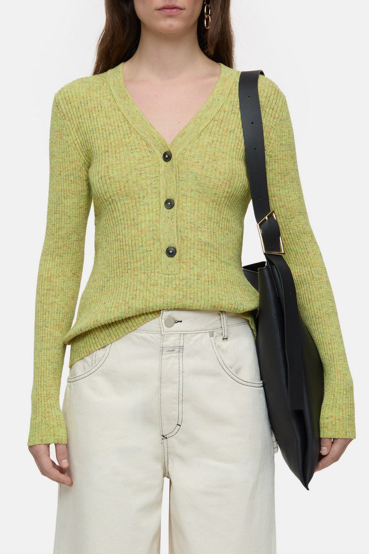 V Neck Henley - Primary Yellow - Femme