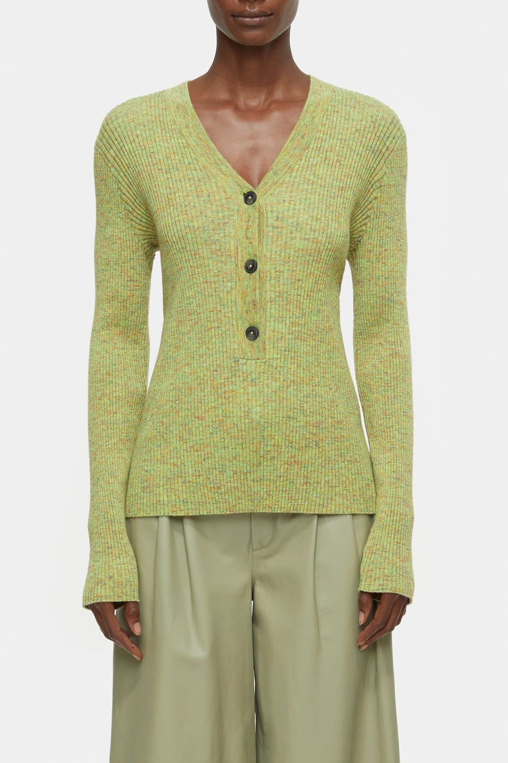 V Neck Henley - Primary Yellow - Femme