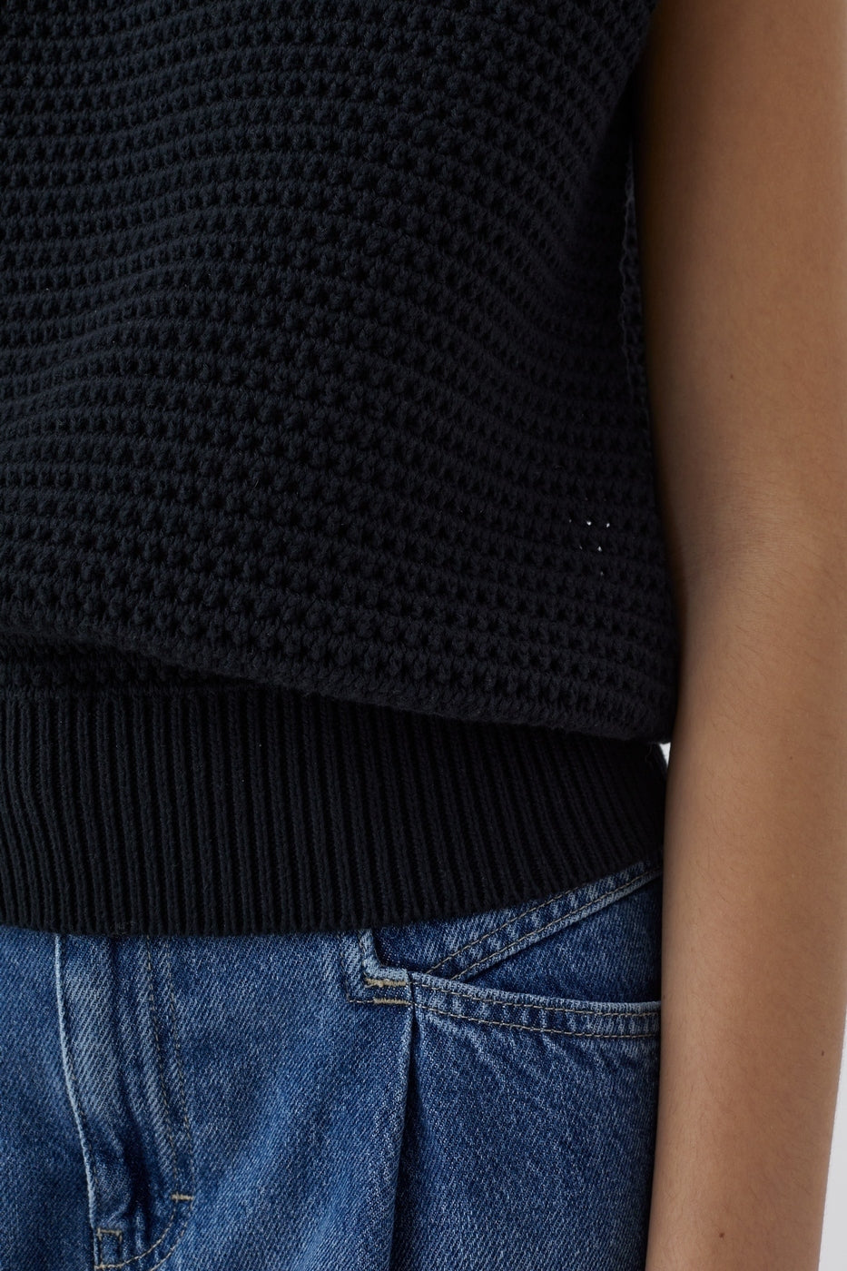 Crew Neck Vest - Black - Femme