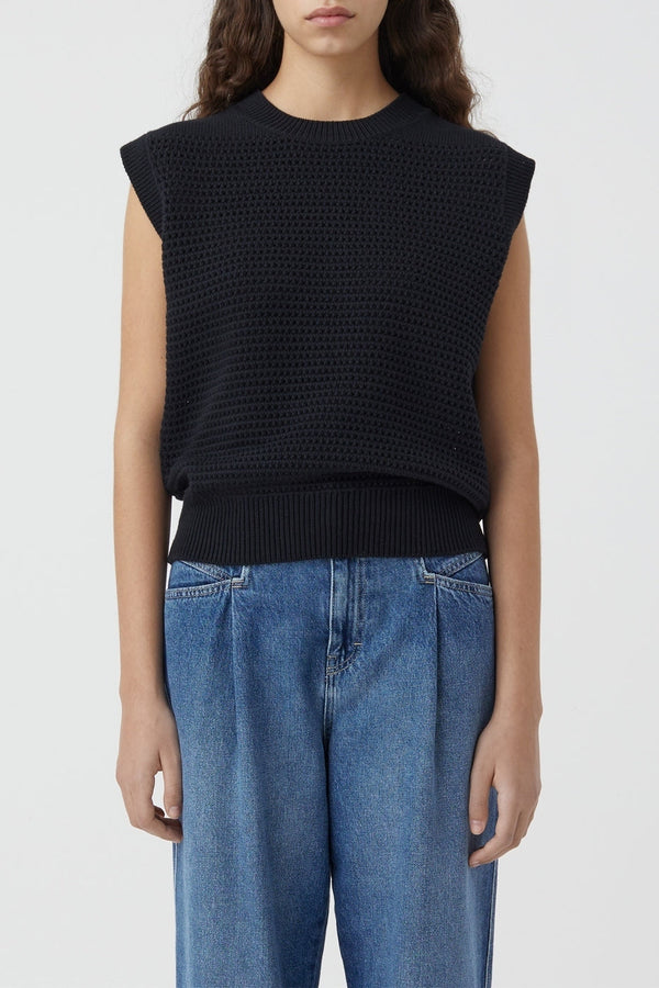 Crew Neck Vest - Black - Femme