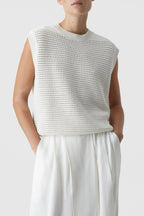 Crew Neck Vest - Ecru - Femme
