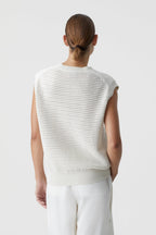 Crew Neck Vest - Ecru - Femme