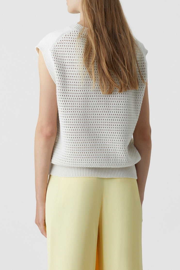 Crew Neck Vest - Ecru - Femme