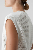 Crew Neck Vest - Ecru - Femme